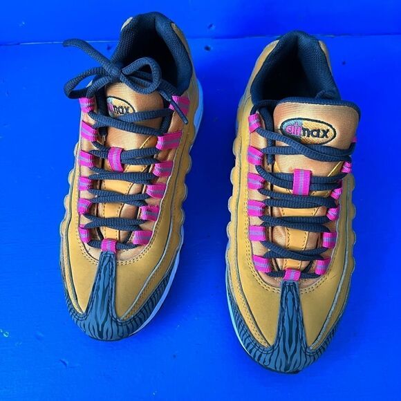 Pre-owned Sz 5.5 Y Youth GS Nike Air Max 95 Gold Pink Anthracite Run 307565-700 - Picture 3 of 6